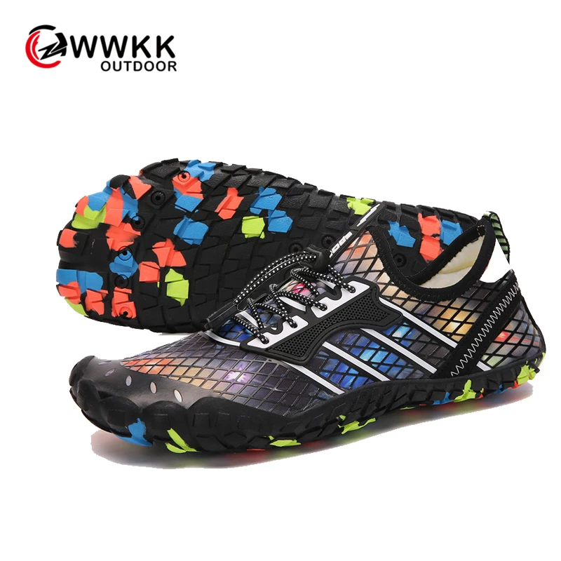WWKK أحذية ماء امرأة الرجال الشاطئ المنبع أكوا أحذية رجل في الهواء الطلق المشي نهر البحر مكافحة زلق السباحة الجوارب تنيس Masculino