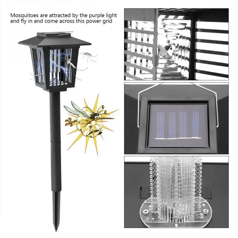 Solar Power Garden Lawn Trap Lights LED Lawn Lamp Electronic Insects Killer