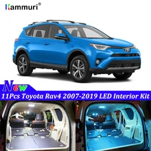11 шт для Toyota Rav4 светодиодный Подсветка салона лампы Kit Car Лампы белый 2007-2016 2017 2018 2019 светодиодный интерьер свет комплект