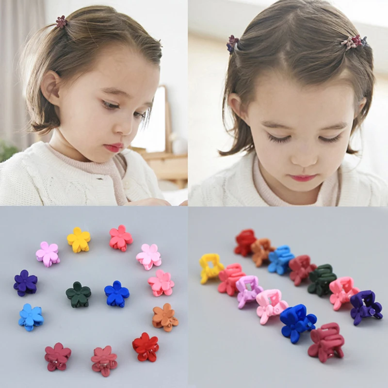 10Pcs Kids Toddler Hairpin Baby Girls Mini Sweet Solid Dot Floral Hair Clip Set