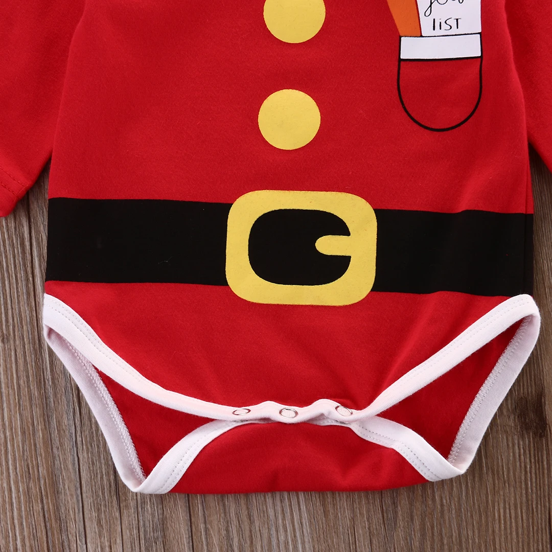 Рождественский костюм для новорожденных; красный комбинезон с рисунком Санты