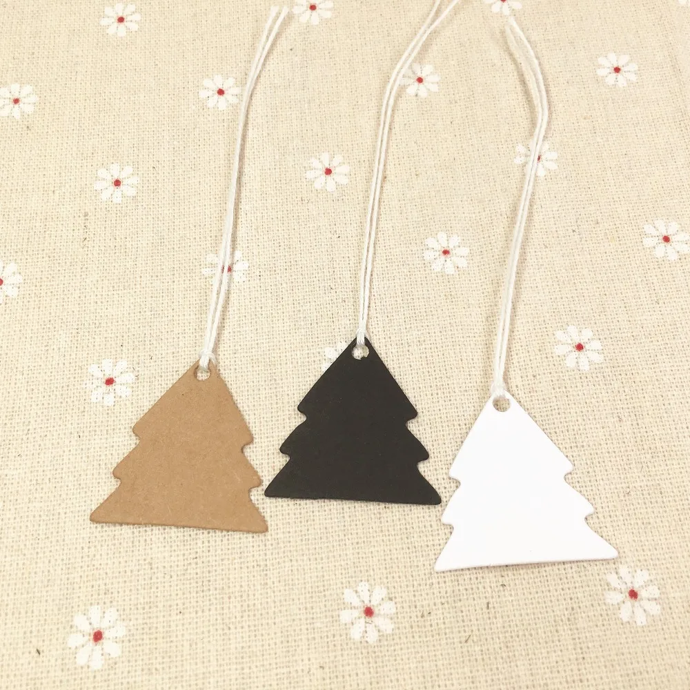 

Cute Tree Design Craft Paper Tags With Strings for Christmas Gift Packing Boxes and Bags Note Name Write Tag Total 500Pcs/Lot