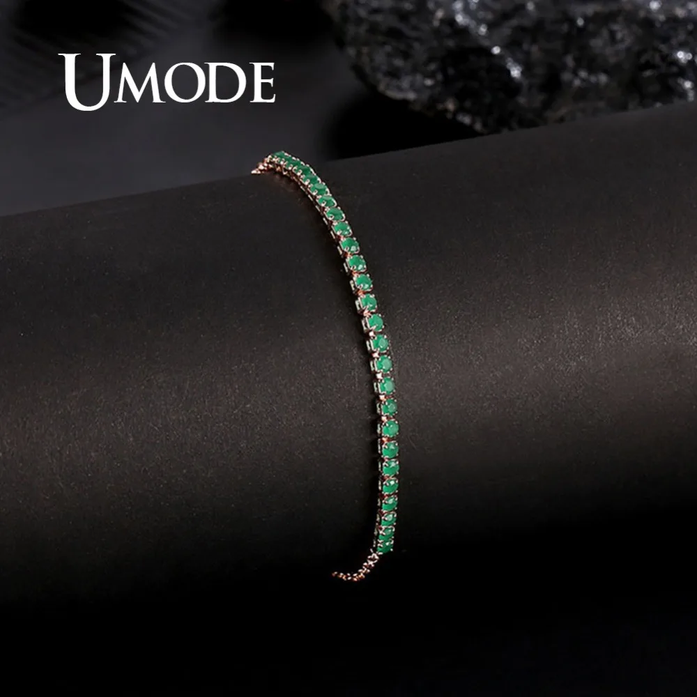 Женский теннисный браслет UMODE 6 цветов цепочка из циркония цвета розового золота