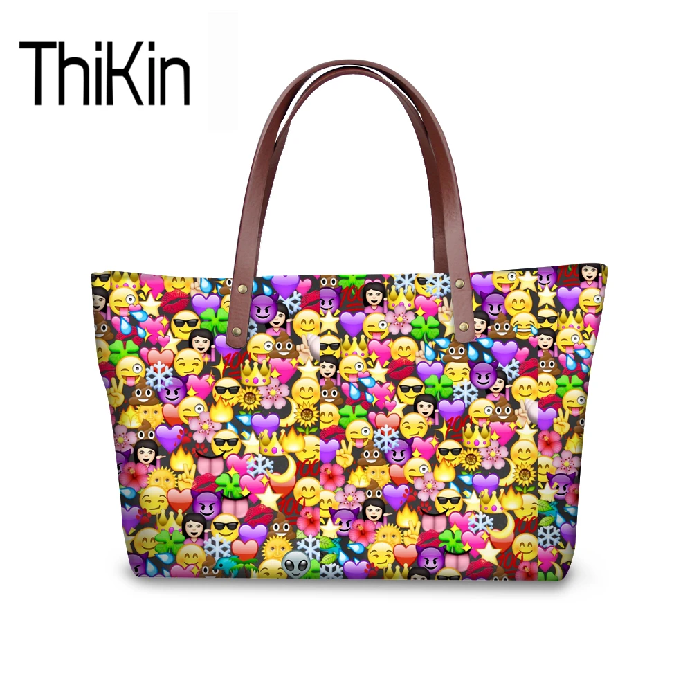 

THIKIN Casual Handbags Ladies Hand Bag for Women Shoulder Bag 3D Emoji Print Large Top-handle Bags Beach Tote Sac a Main Femme