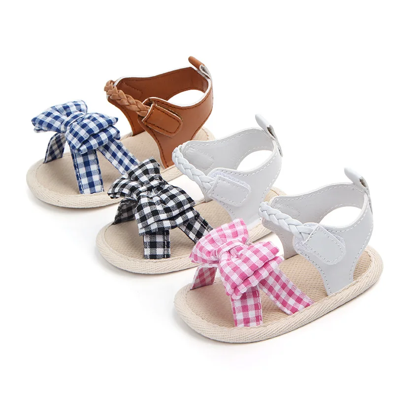 

New Plaid Woven Ballet baby sandals Summer girls Princess Pu leather infant sandals Baby moccasins anti-slip kids sandals
