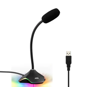 

Flexible USB Condenser Microphone for Computer With led light for Recording Gaming Chatting computer microphones