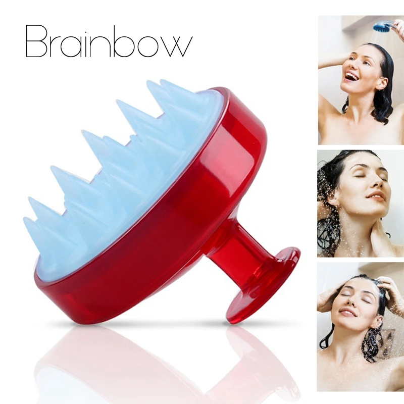 Brainbow 1 шт. шампунь гребень Силиконовые Зубы Волосы Головы мягкая Массажная щетка для мытья волос гребень для тела Ванна Массажер красота спа инструменты