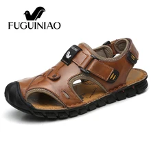 ; Сезон лето; модная обувь из натуральной кожи Повседневное Для мужчин Римские сандалии модные Sapato Masculino сандалии отдых спортивная мужская обувь без задника с открытыми пальцами