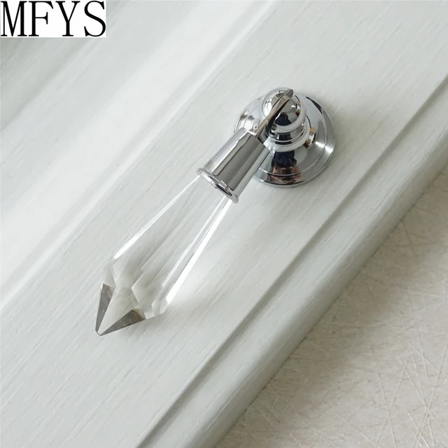 Clear Crystal Drawer Pulls Drop Bright Silver Sparkly Dresser Handles