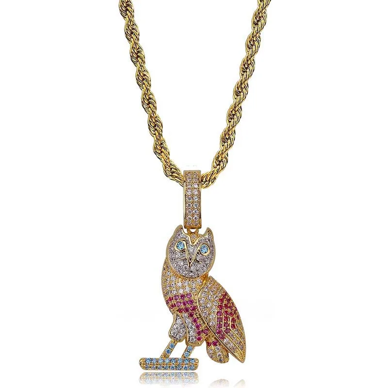 

Custom OVO DRAKE owl Pendant Necklace For Men/Women Iced Out Cubic Zirconia Fashion Hiphop Jewelry dropshiping