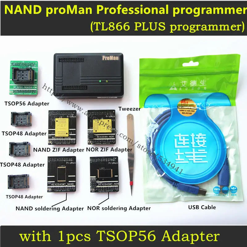 Профессиональный программатор XGecu ProMan TL866 PLUS + адаптер TSOP56 TSOP48 для восстановления
