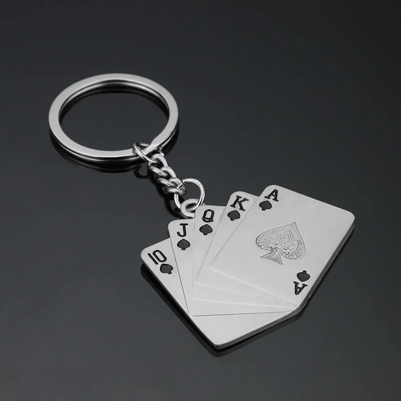 Creative Gift Poker Key Ring Metal Car Key Ring Chain Pendant Unisex