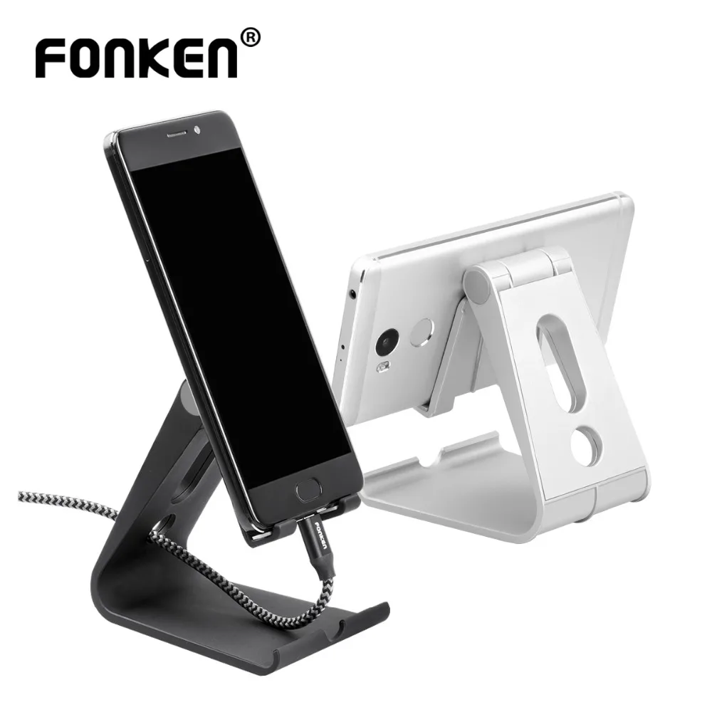 

FONKEN Desk Phone Holder Stand Multi-angle Fold Mount Holder Kitchen Office Non-slip Desk Stands for Mobile Holders