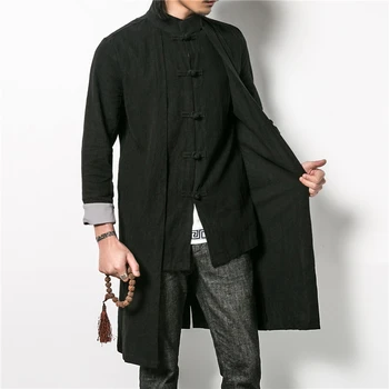 

Chinese retro mens trench coat Large size s-5xl men long jacket fashion casual long coat black red gray jackets and coats