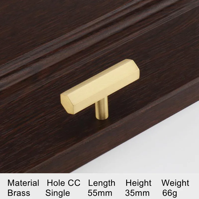 Матовый латунный Tbar шкаф кухонный ящик ручки шестигранные дверь для кухонного шкафа, шкафа для одежды мебель Pulls-4Pack - Цвет: 50x35mm