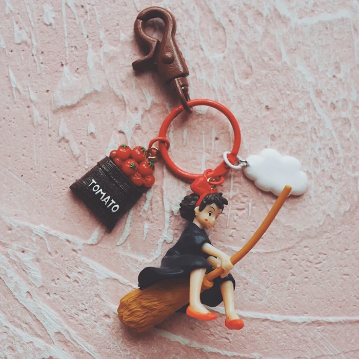 

Cute Hayao Miyazaki Cartoon Movie Kiki's Delivery Service Keychain3D Kiki Figure Doll Keyrings for Women Bag Charms Decoration