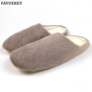 

Fayuekey 2 Colors New Fashion Soft Sole Autumn Winter Warm Home Cotton Plush Slippers Men Indoor\ Floor Flat Shoes Boys Gift