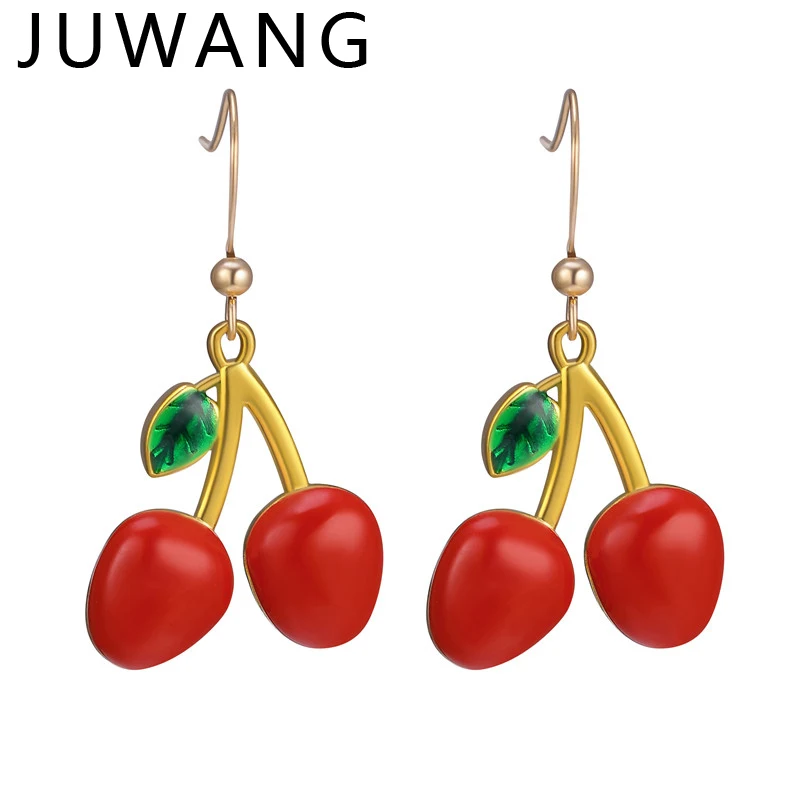 

Cute Fruit Strawberry Summer Large-sized Exaggerated Cherry Earrings Bohemian For Women Drops Earrings For Girl Party Brincos