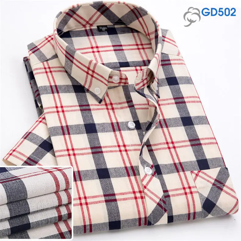Plaid Shirts Men Long Casual Free Iron Spring Summer Cotton Business Formal Dress Male Shirts Man Plus Size 5XL Brand 2019 MuLS 02