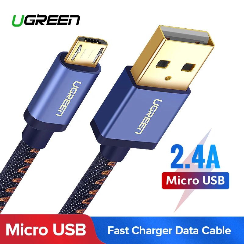 Ugreen المصغّر usb كابل شحن ل Xiaomi ملاحظة 2.4A سريع شاحن الهاتف المحمول كابل usb لسامسونج S7 هواوي الروبوت سلك USB