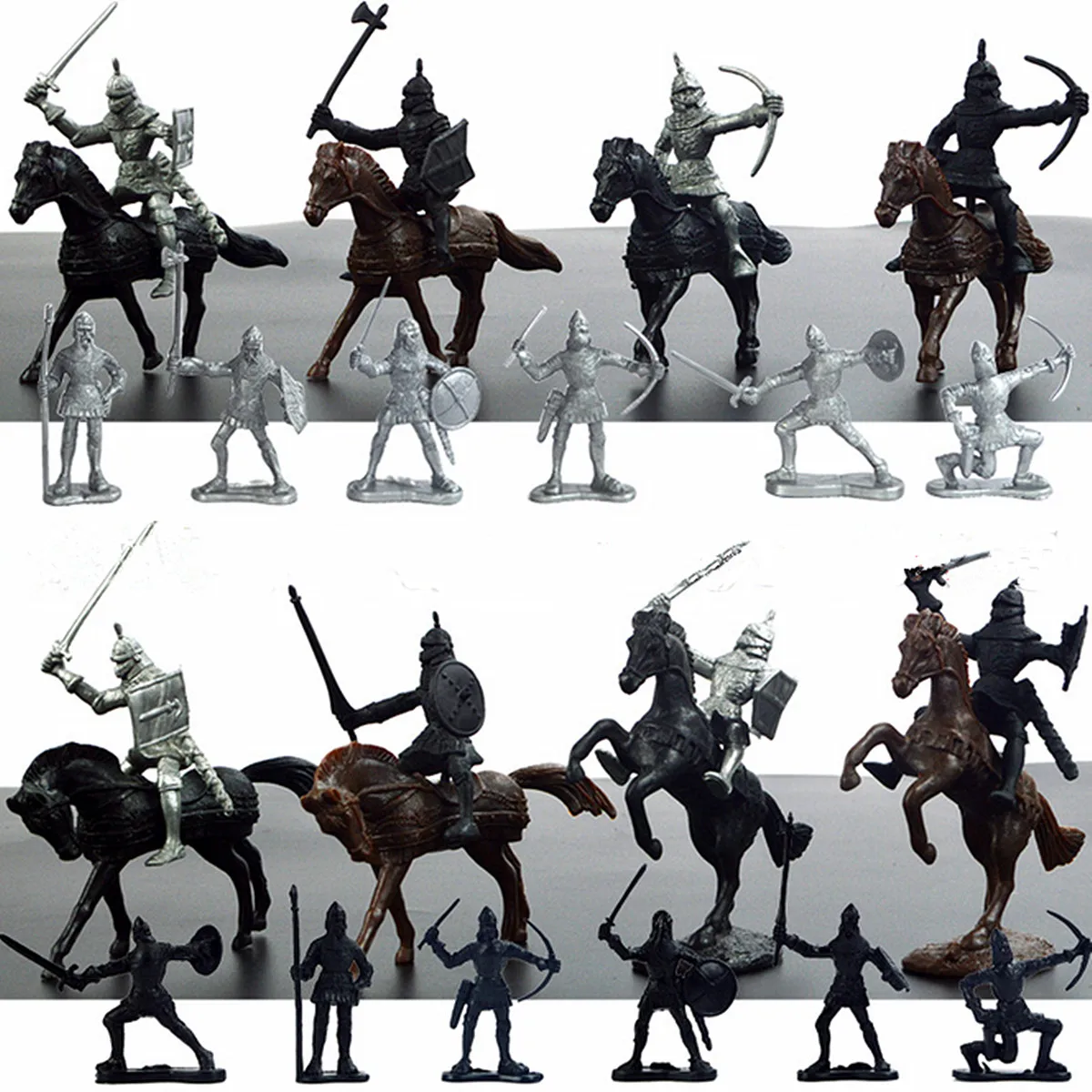 28PCS Kids Toy Medieval Knights Army Mens Horses Soldiers Figures Model