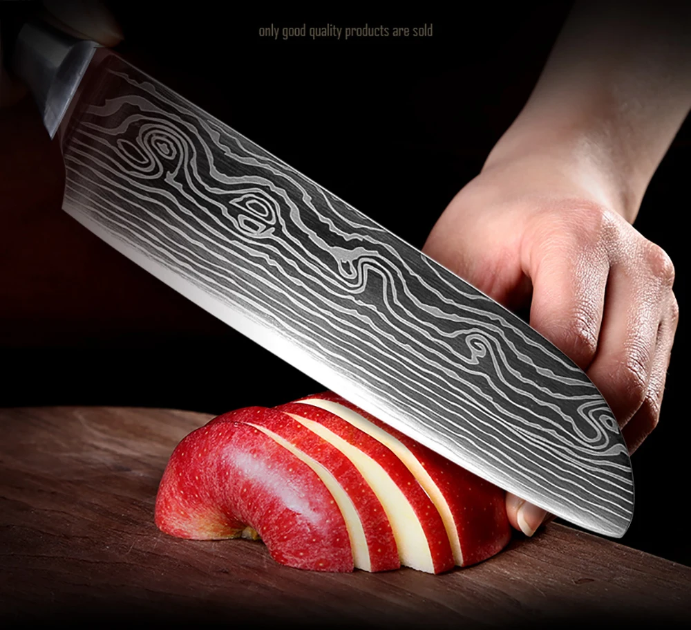 XITUO Kitchen Knives Damascus Veins Stainless Steel Knives Color Wood Handle Paring Utility Santoku Slicing Chef Cooking Knife XITUO Kitchen Knives Damascus Veins Stainless Steel Knives Color Wood Handle Paring Utility Santoku Slicing Chef Cooking Knife