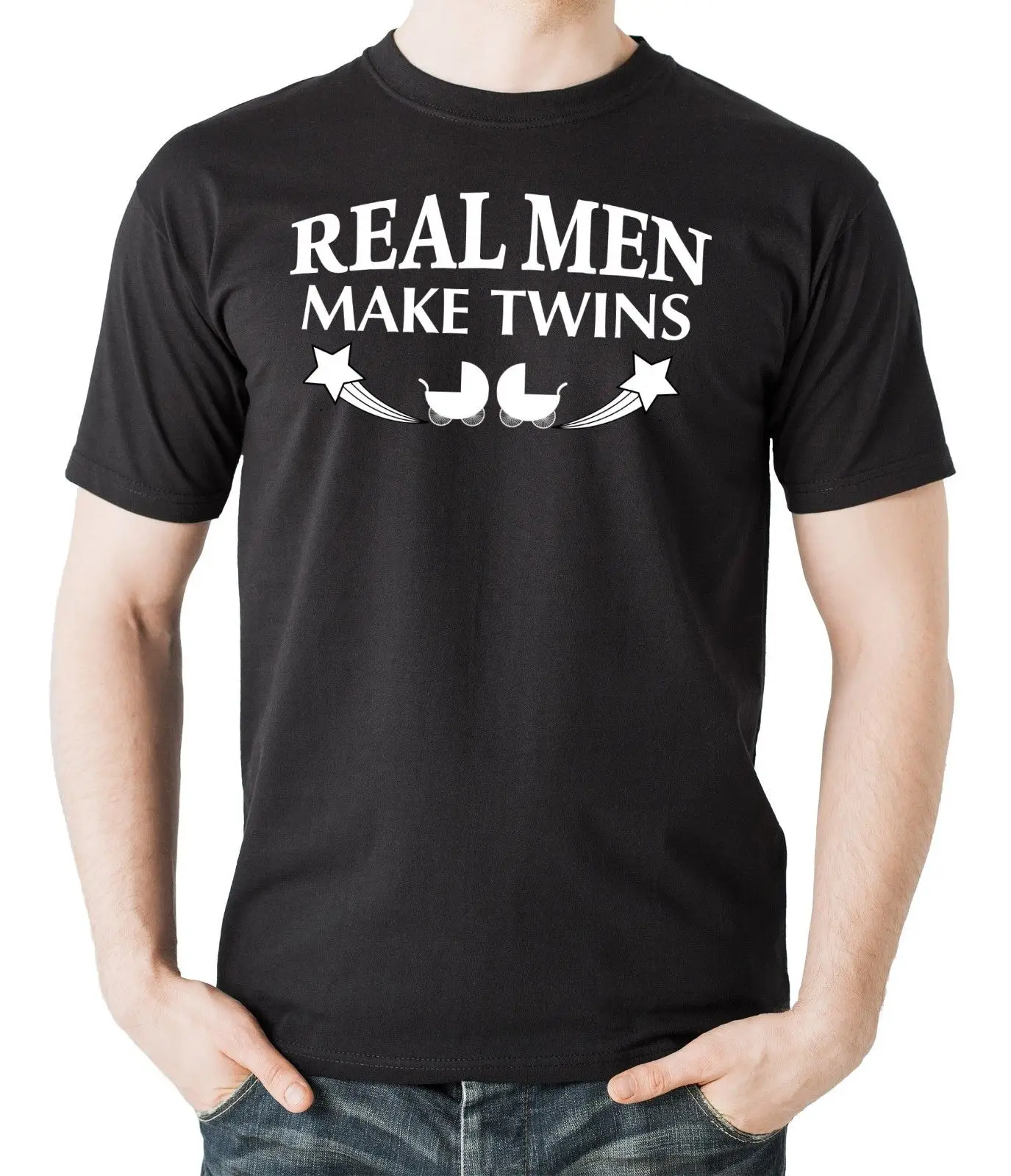 Real Men Make Twins T Shirt Funny Gift For New Father Dad Maternity Father's Day custom printed tshirt hip hop funny tee | Мужская