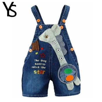 

6M-3T Baby Boys Girls Jeans Overalls Shorts Infant Toddlers Kids Denim Rompers Giraffe Jumpsuit For Summer Children Clothes