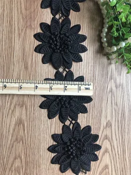 

Off White Fiber 3D Pistil Flower Embroidered Venise Watersoluble Fabric Lace Trim Handmade DIY Craft For Accessories TEN YARDS