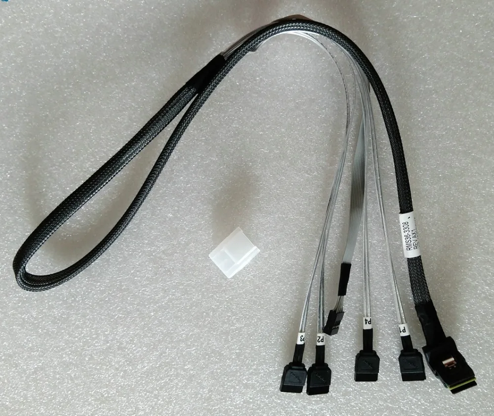 

RaidStorage Amphenol Original RMS36-3308 PD:newest SFF8087 elbow to SATAx4 MiniSAS 6Gb/s Cables 93cm