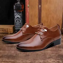 Masorini/Модные Мужские модельные туфли с острым носком винтажные брендовые деловые мужские вечерние туфли на плоской подошве Бесплатная