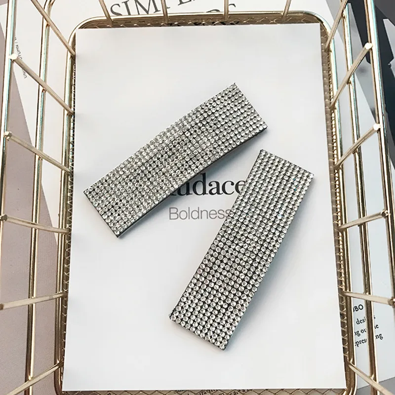 

Fashion Women Shining Rhinestones 8cm Big Size Hairpins Luxury Full Of Crystals Geometric Bobby Pins Big Hair Clips