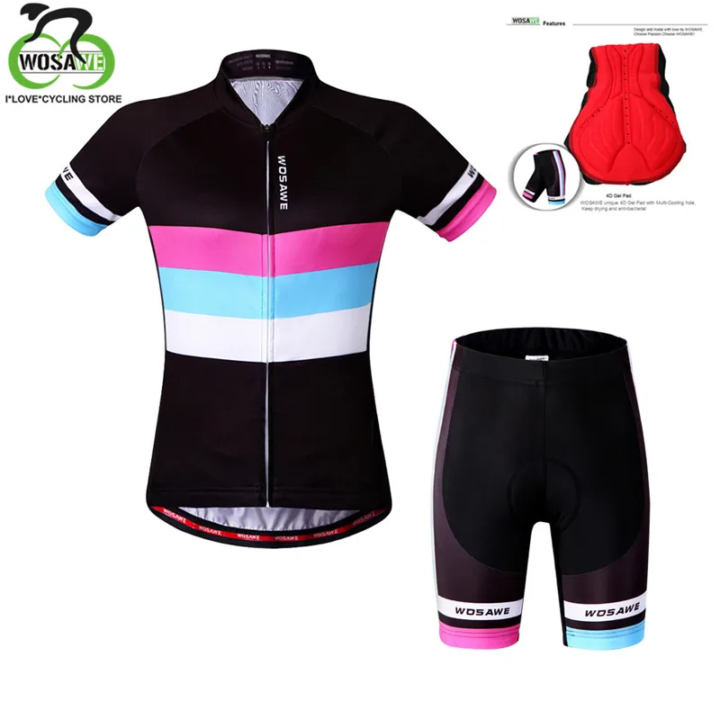

WOSAWE Summer Women Short Sleeve Cycling Jerseys 2019 Maillot Quick-Dry Bicycle Sportswear GEL Pad Bike Shorts Shirts Suits Set