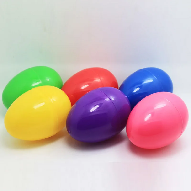 12pcs Mixed Color Plastic Easter Egg Kids Painting DIY Craft Gags Practical Jokes Educational Children Toys Empty Box