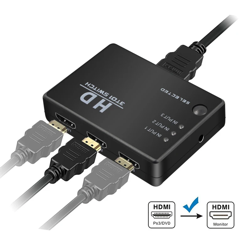 Kebidu HDMI переключатель истинная матрица 3/5 порт Сплиттер концентратор коробка для
