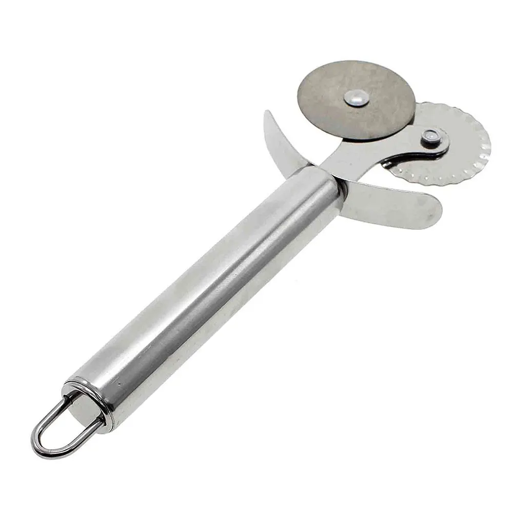 Stainless Steel Double Head Wheel Knife Pizza Cutter Cake Food Cutter Hobbing Trimmer Pastry Pasta Dough kitchen Baking Tools