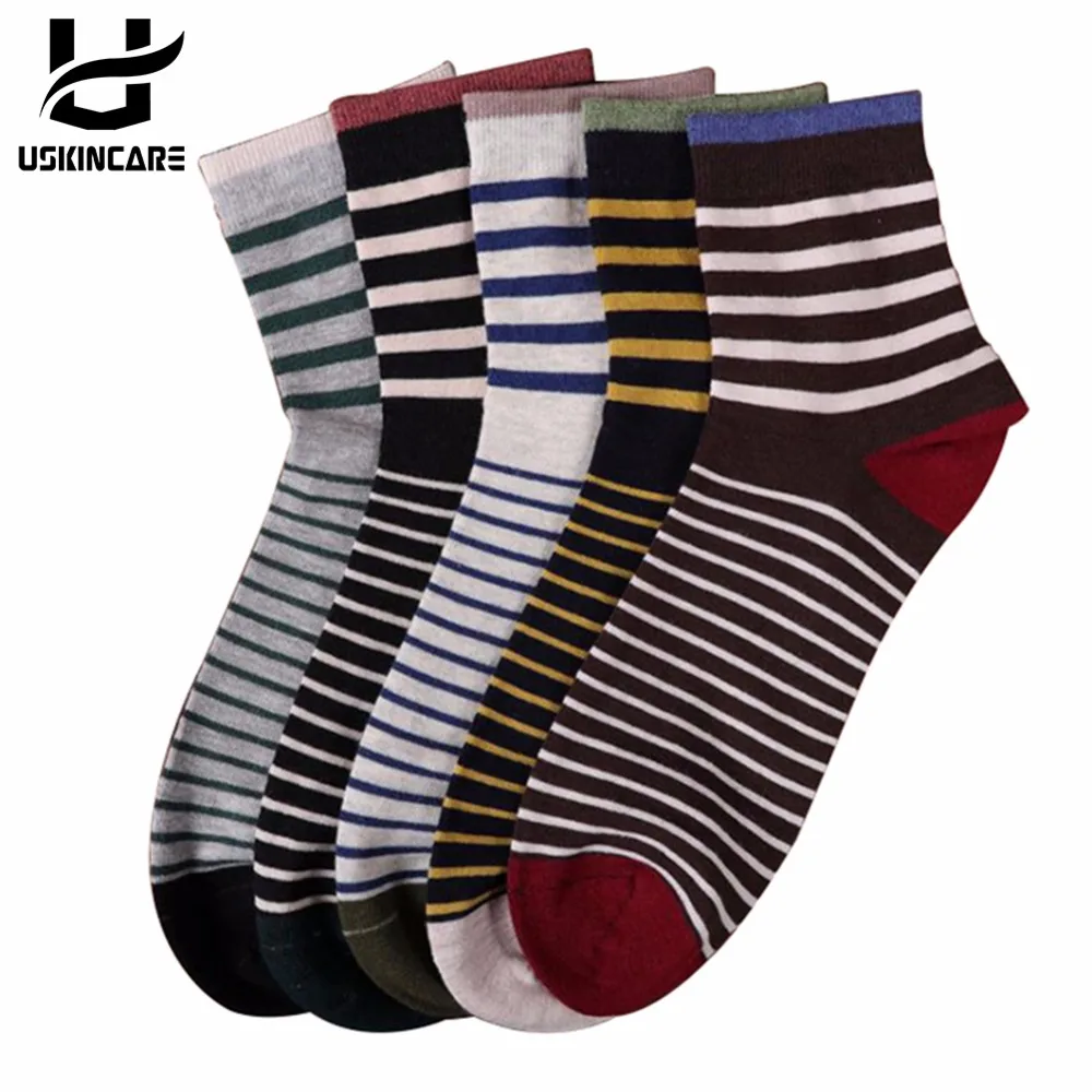 USKINCARE 5pairs/lot Men Cotton Socks Men's and Male Knee High Sock