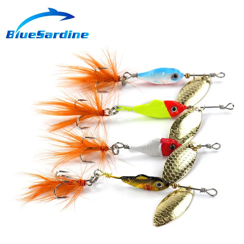 BlueSardine 4 pièces 10G 9 CM Spinner appât pêche leurres métal Spinnerbait dur matériel de pêche (lot de 4)