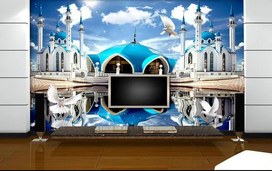 luxury wallpaper customize 3d wall murals Castle blue sky living room
