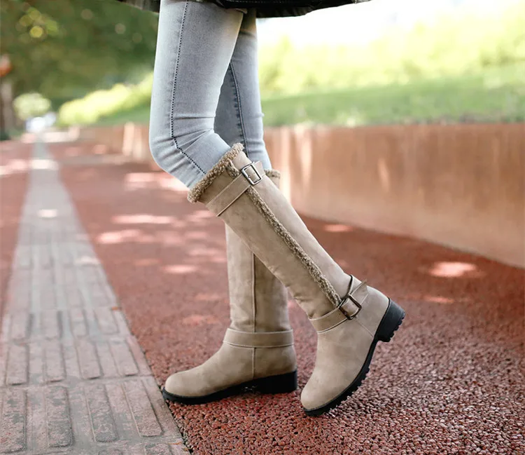 SWONCO/высокие зимние сапоги; женские зимние ботинки; Новинка года; повседневная обувь с бархатным мехом; женские высокие сапоги с теплым мехом; черная обувь на квадратном каблуке
