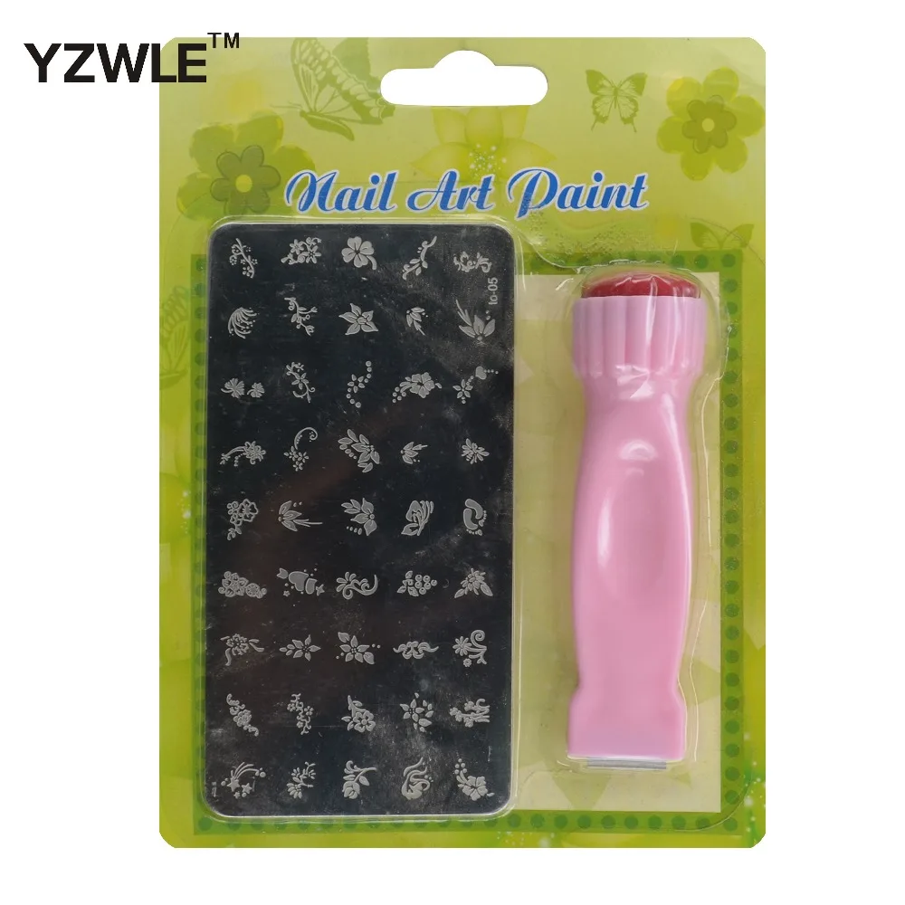 YWK New Nail Art Stamping Set Stamp Nail Art Kit 2 in1 Stamp + Scraper