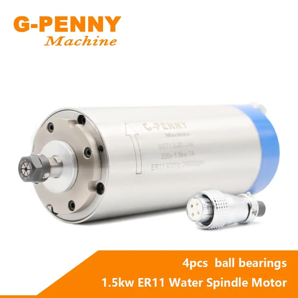 

1.5kw ER11 water cooled spindle motor 4 pcs bearings 80x200mm 0-24000rpm accuracy 0.01mm for CNC wood working