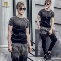 Fanzhuan Free Shipping New casual 2018 male Men's suit men summer thin round neck personality Korean t shirt pants set 811004
