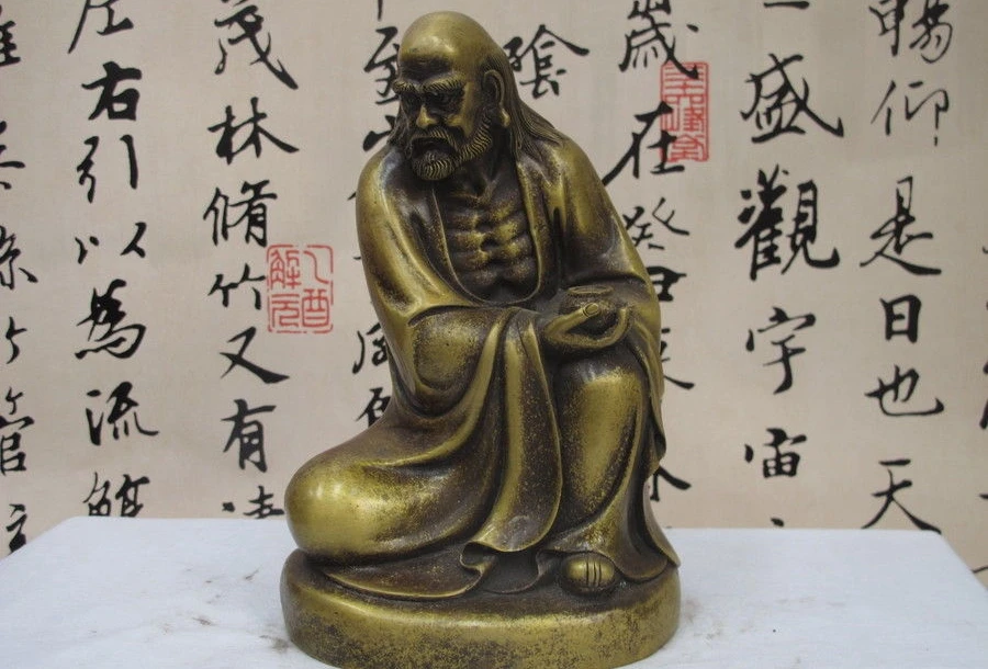 

China Buddhist Bronze Copper DaMo Ancestors Bodhidharma Dharma arhat Statue a 0518