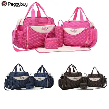 

5pcs/Set Mom Travel Bag Baby Diaper Nappy Milk Stroller Maternity Storage Handbags Multi-functional Big Capacity Mummy Bag