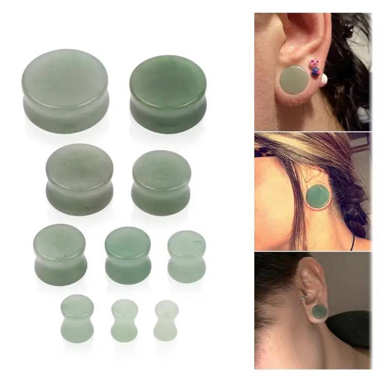 Одиночный панк унисекс для женщин мужчин камень авантюрин затычки для ушей расширитель туннель стречер пирсинг ювелирные изделия для тела подарок