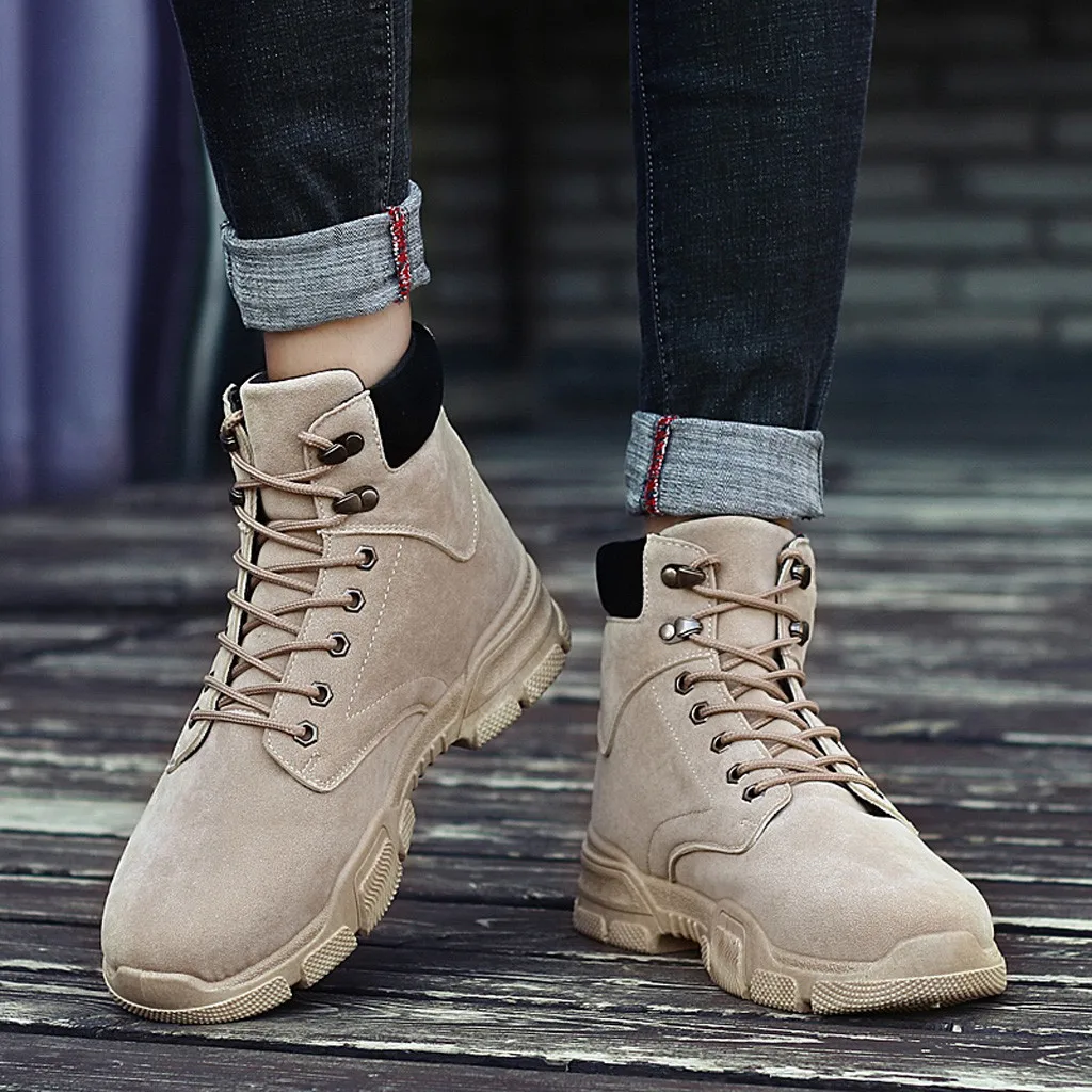 

YOUYEDIAN winter boots men patchwork ankle boots men leather motorcycle boots men platform botas hombre cuero altas 2019#701G40