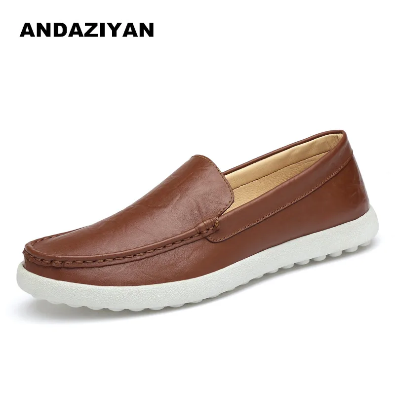 

Spring new peas shoes leather soft bottom men shoes