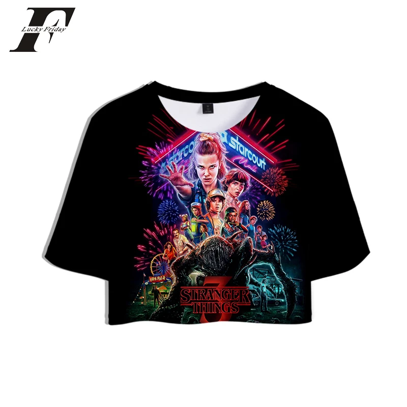 

Stranger Things 3D Print tshirt Horror TV series Tops Crops Girl t-shirt Short T shirt Women Sexy Sale Casual Tee