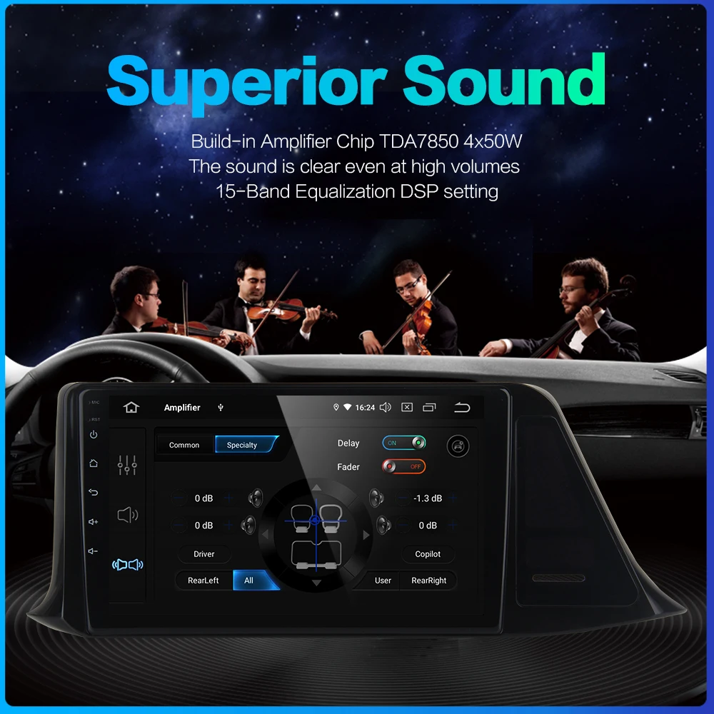 Top Fongent  Autoradio 1din Android 9.0 Car Radio for Toyota C-HR CHR 2016 2017 2018 GPS Car Stereo 9" IPS Screen 64GB ROM 4